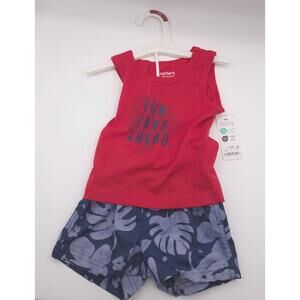 Carter's 6M baby 2-piece set - Red sleeveless tank top with Fun Days + Shorts